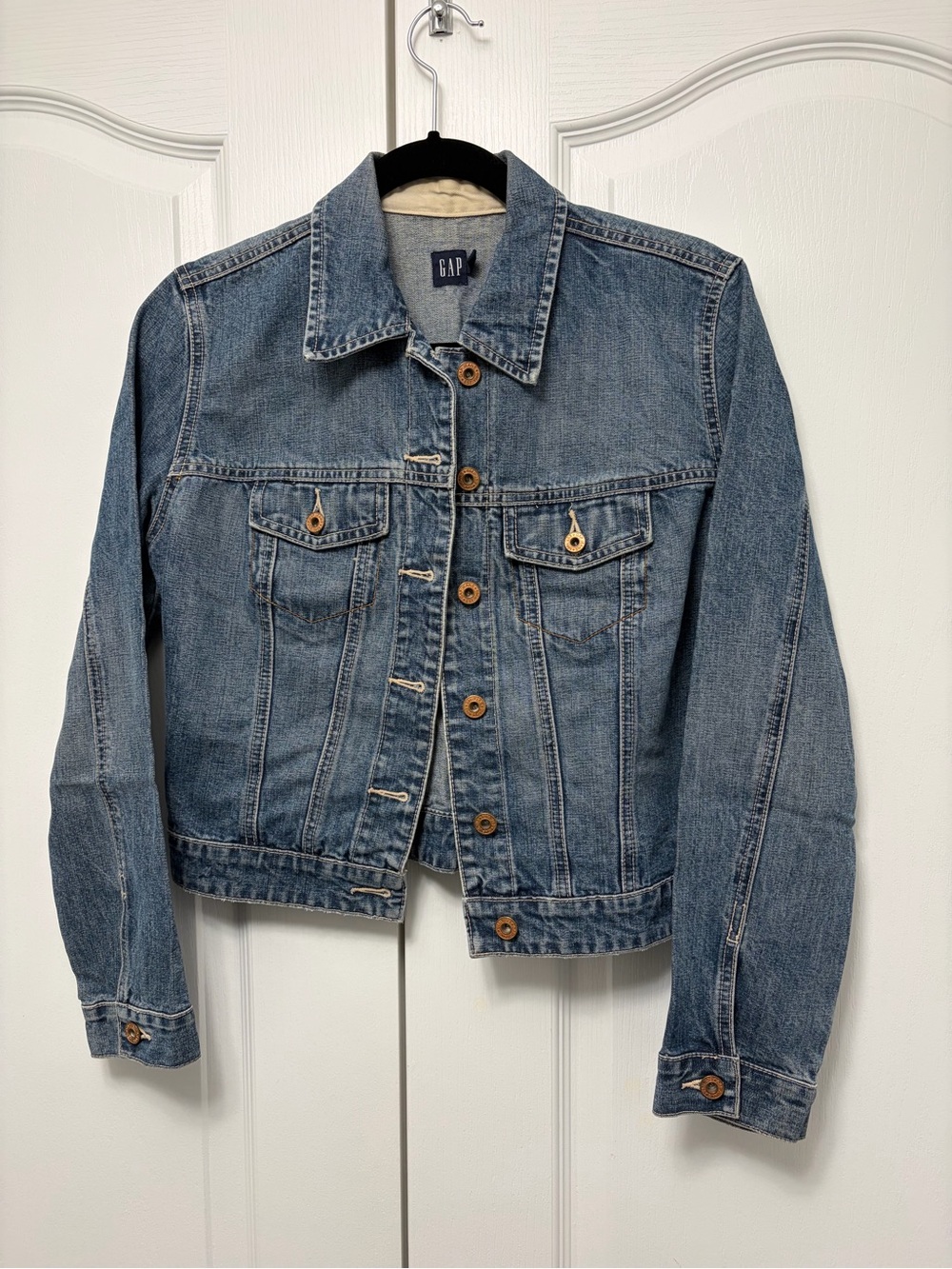 GAP Blue Denim Button-Front Jacket